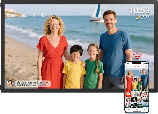 𝟔𝟒𝗚𝗕 FRAMEO Digital Photo Frame, 21.5-Inch Large WiFi Digital Picture Frame with 1920x1080 FHD IPS Touch Screen, USB/Micro SD Wall Mountable Auto-Rotate, Easy Share Photos/Videos from Anywhere
