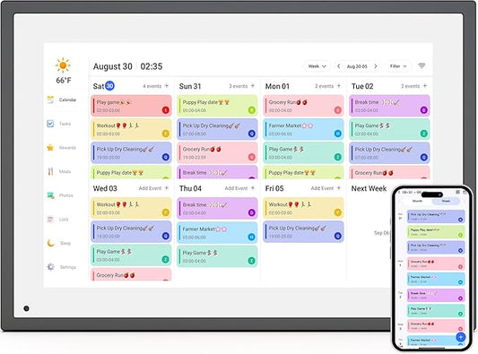 10.1 Inch Smart Digital Calendar Planner & Chore Chart, IPS HD Touch Screen Display for Family Schedules, Hearth Display Desk Smart Calendar Seamless Scheduling