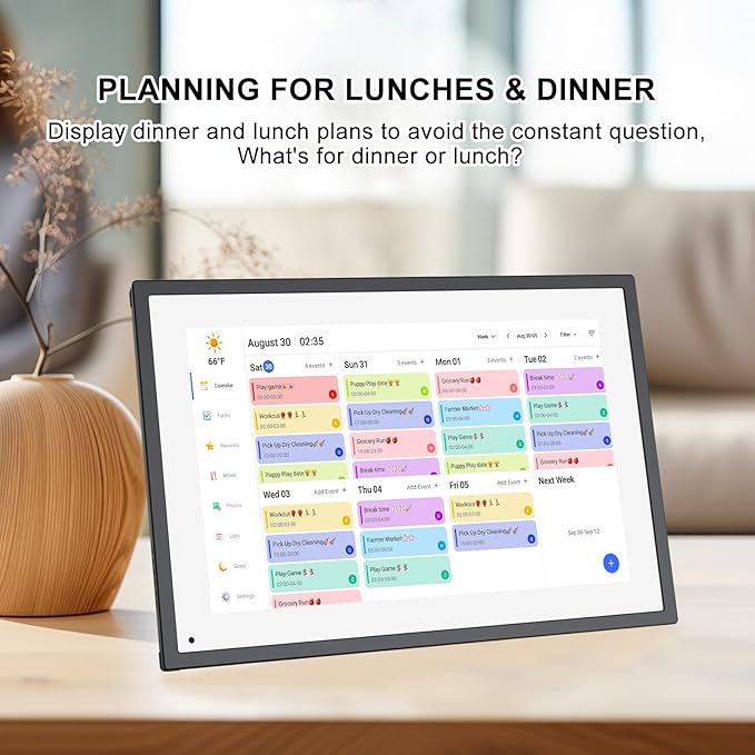 10.1 Inch Smart Digital Calendar Planner & Chore Chart, IPS HD Touchscreen Interactive Display for Family Schedules, Digital Picture Frame for Seamless Scheduling - Share Photos/Videos via App
