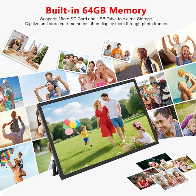 𝟔𝟒𝗚𝗕 FRAMEO Digital Photo Frame, 21.5-Inch Large WiFi Digital Picture Frame with 1920x1080 FHD IPS Touch Screen, USB/Micro SD Wall Mountable Auto-Rotate, Easy Share Photos/Videos from Anywhere